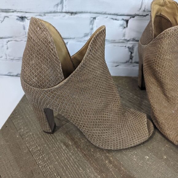 Officiene Creative Snake skin leather peep toe booties 37 - Picture 5 of 8